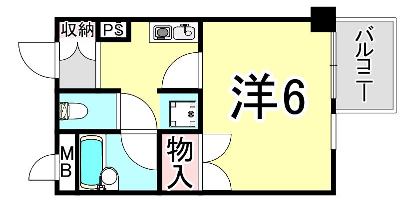 イースト神戸本山(ワンルーム/4階)の間取り写真