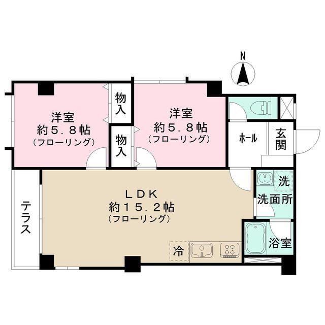 三井フラット(2LDK/1階)の間取り写真