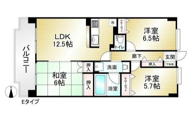 ライフステージ武蔵野(3LDK/1階)の間取り写真