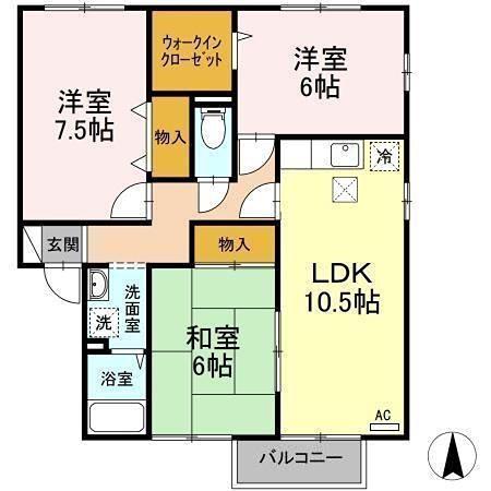 セジュールセト(3LDK/1階)の間取り写真