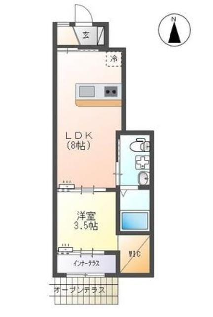 シェリー湘南(1LDK/1階)の間取り写真