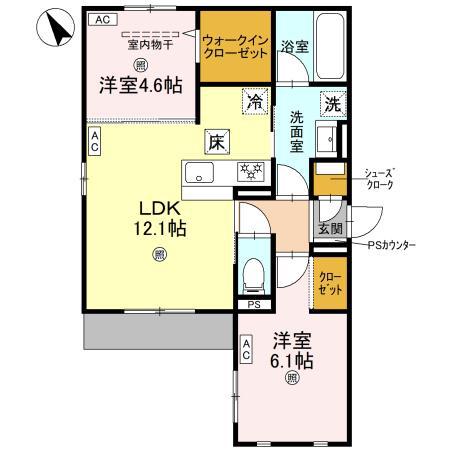 ミュゼリオ(2LDK/1階)の間取り写真