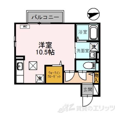 カメリア(ワンルーム/2階)の間取り写真