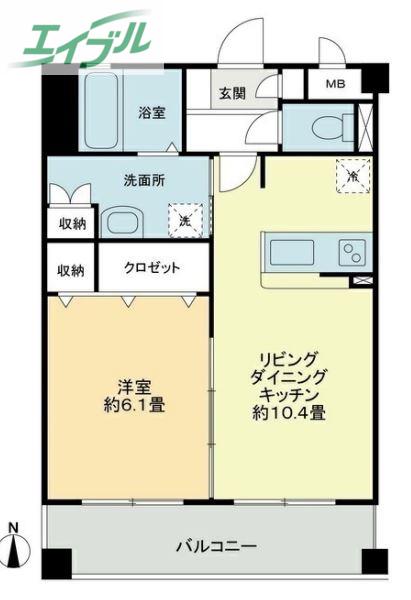 フィネス下中野(1LDK/2階)の間取り写真