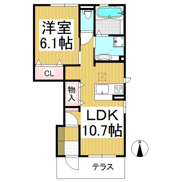 キャロット駅西(1LDK/1階)の間取り写真