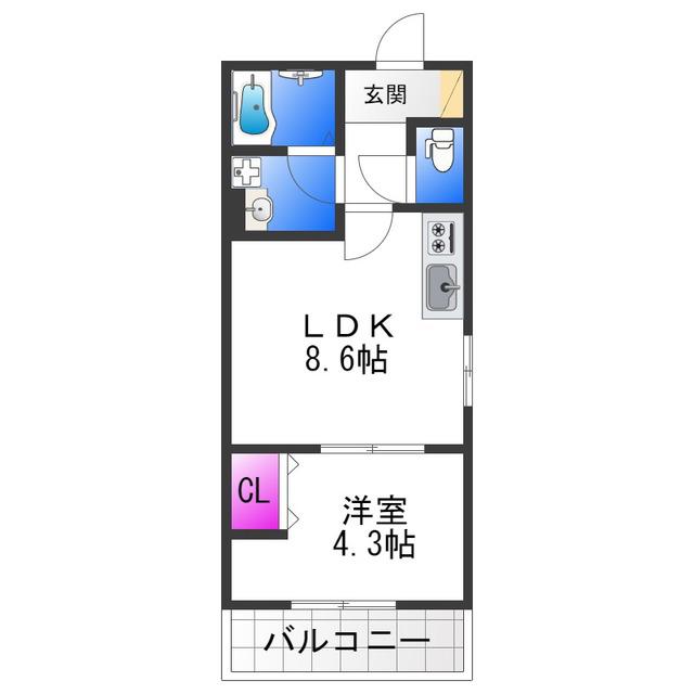 BADGE TOMOI EST II(1LDK/1階)の間取り写真