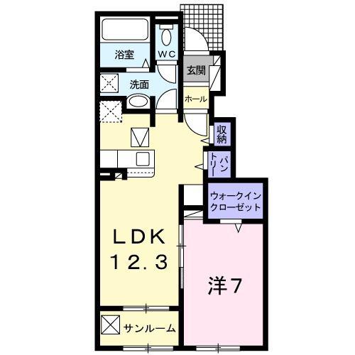 フォルトゥーナIV(1LDK/1階)の間取り写真