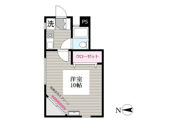 スクエアコート(1K/2階)の間取り写真