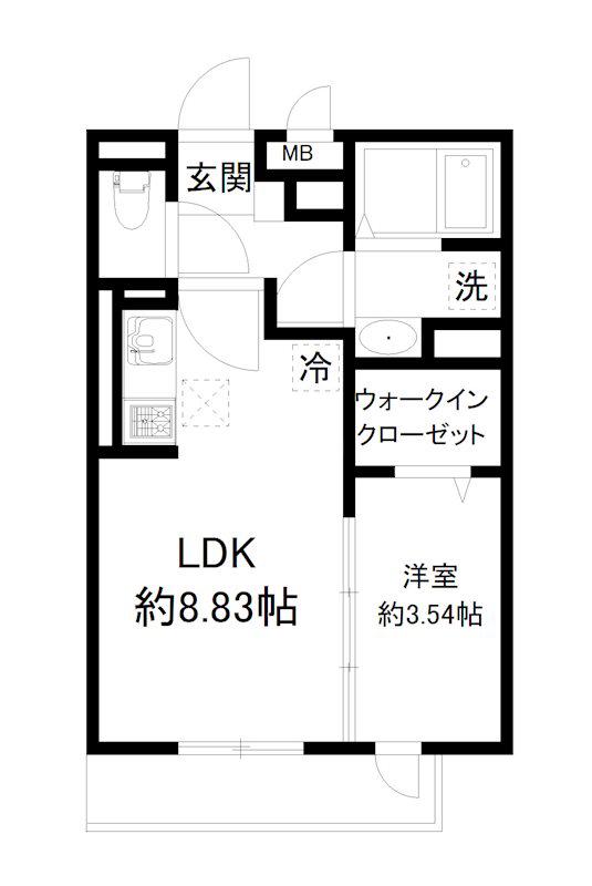 アイル京都宇治西(1LDK/2階)の間取り写真