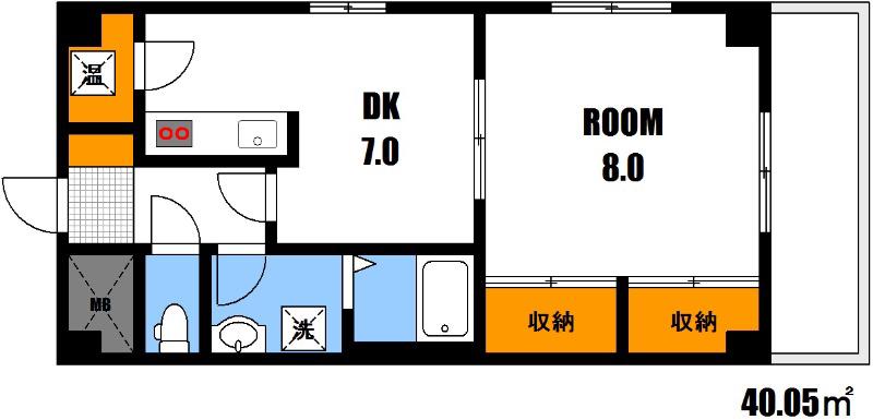 クレシェンド16(1DK/4階)の間取り写真