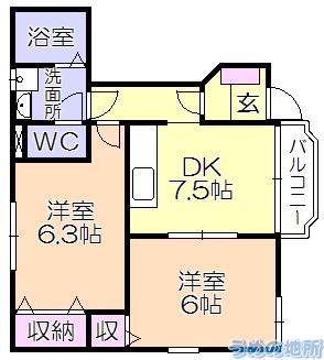 エトワール(2DK/1階)の間取り写真