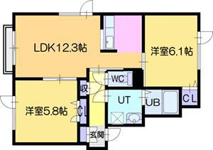シャーメゾン16(2LDK/2階)の間取り写真