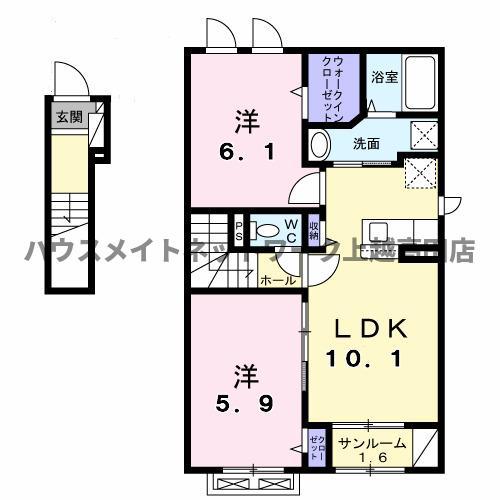 ノーブル 弐番館(2LDK/2階)の間取り写真