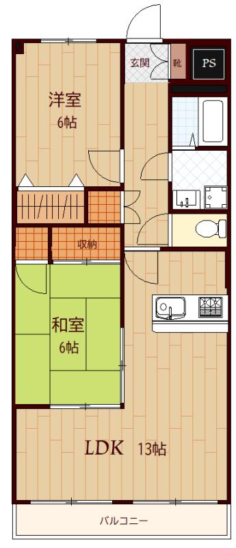 CIELO・GARDEN II(2LDK/4階)の間取り写真