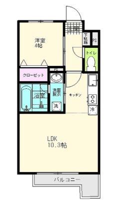 THE IOT HARANOMACHI β(1LDK/1階)の間取り写真