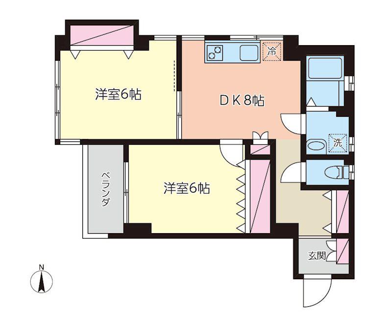 三又ビル(2DK/3階)の間取り写真