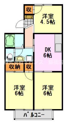 メゾンアイランドB(3DK/2階)の間取り写真