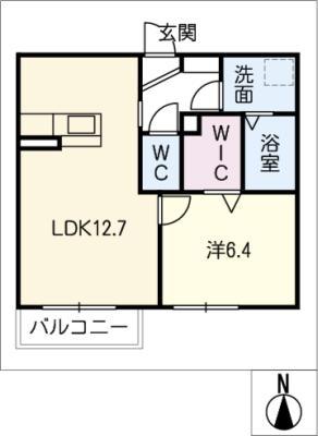 シェーヌ原(1LDK/1階)の間取り写真