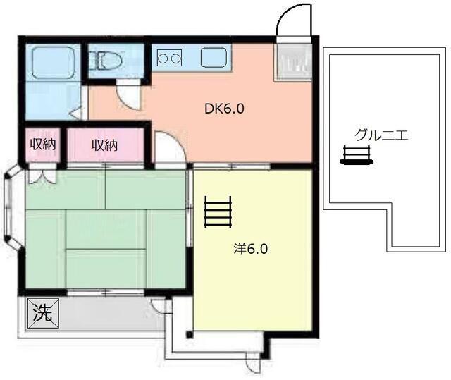 グランドール中島(2DK/2階)の間取り写真