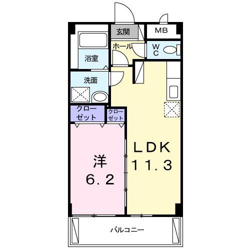 EXCELLENT YURI(1LDK/1階)の間取り写真