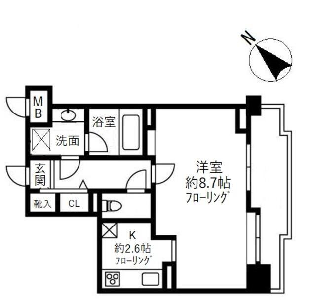 ＪＲ総武線 西荻窪駅 徒歩3分 6階建 築29年(1K/4階)の間取り写真