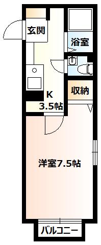 ミニヨン(1K/2階)の間取り写真