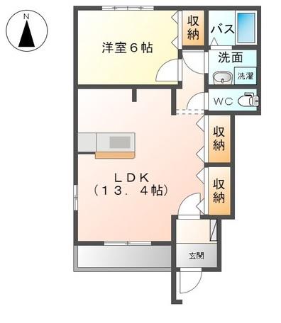 カサブランカ(1LDK/1階)の間取り写真