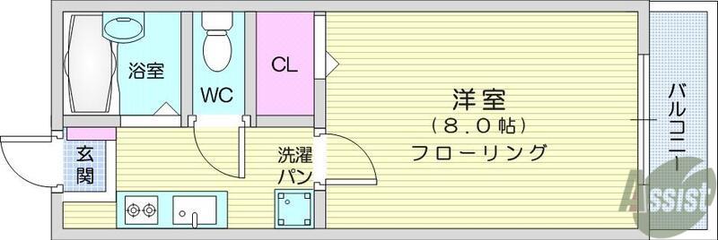 アークハイム(1K/1階)の間取り写真