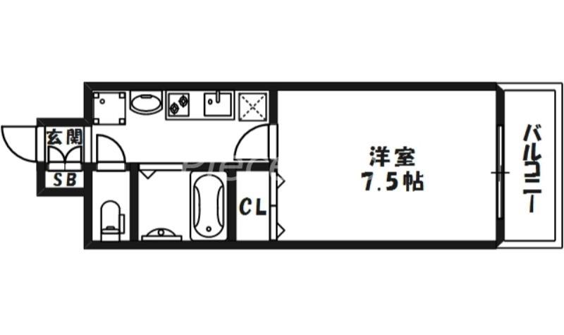 梅田エクセルハイツ(1K/8階)の間取り写真
