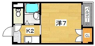 ユニソンハイツ津田(1K/3階)の間取り写真