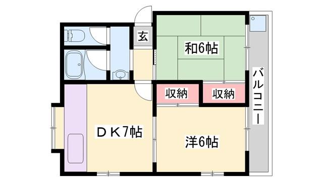 サンフラッツ2(2DK/2階)の間取り写真