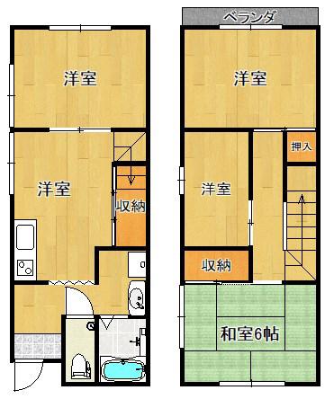 イナオハイツ(4DK/1階)の間取り写真