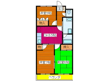 岩井マンション(3DK/2階)の間取り写真