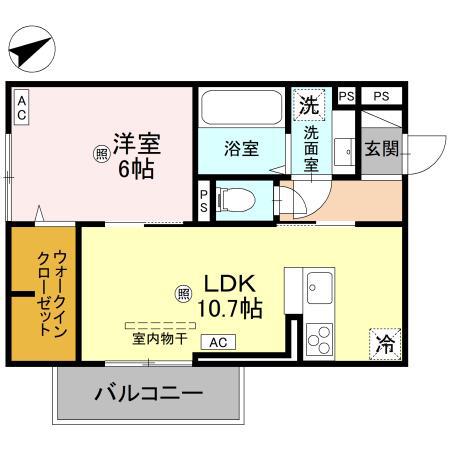 D-REGALO江守中(1LDK/3階)の間取り写真