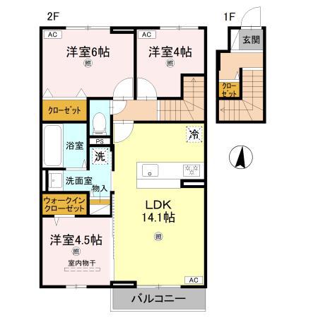 メゾンドピノ(3LDK/2階)の間取り写真