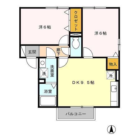 パディーセゾン I(2DK/2階)の間取り写真
