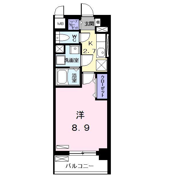 ジャルダン(1K/3階)の間取り写真