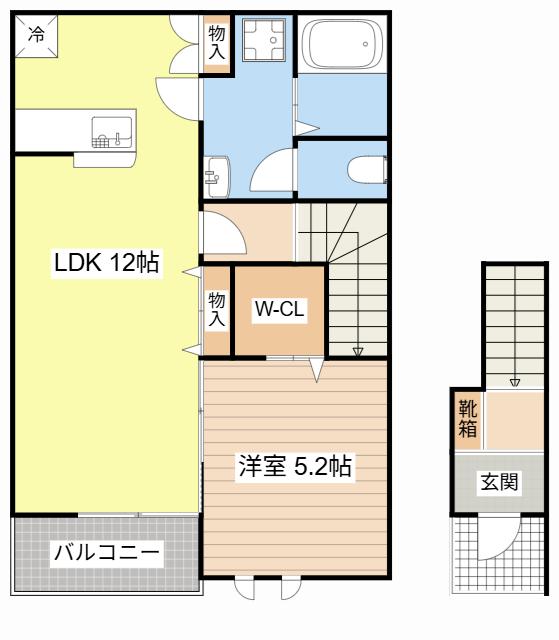 甲西駅前アパート(1LDK/2階)の間取り写真