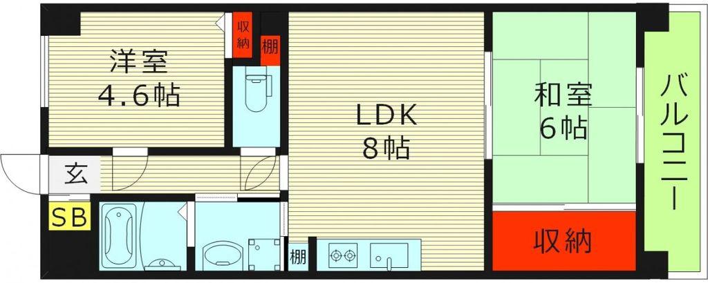 オルゴグラート放出東(2LDK/4階)の間取り写真