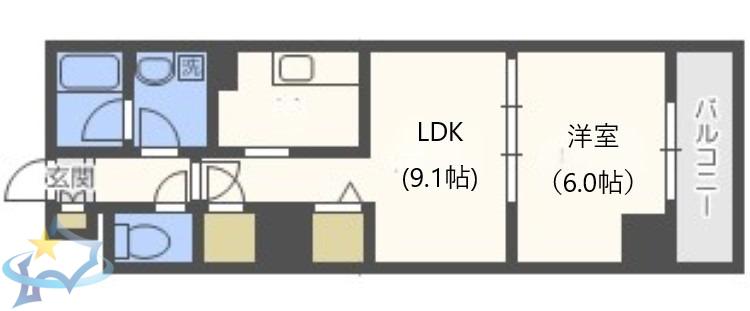 ビッグパレス南6条(1LDK/3階)の間取り写真