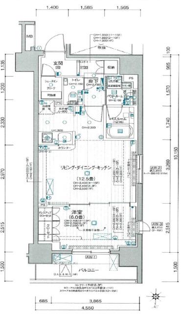 パレステージ大島(1LDK/15階)の間取り写真