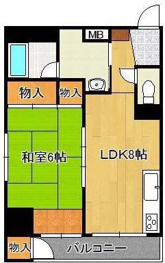 コンフォート高見(1LDK/4階)の間取り写真