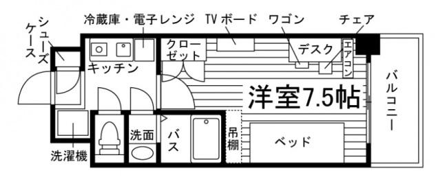学生会館 NCRE枚方中宮(1K/3階)の間取り写真