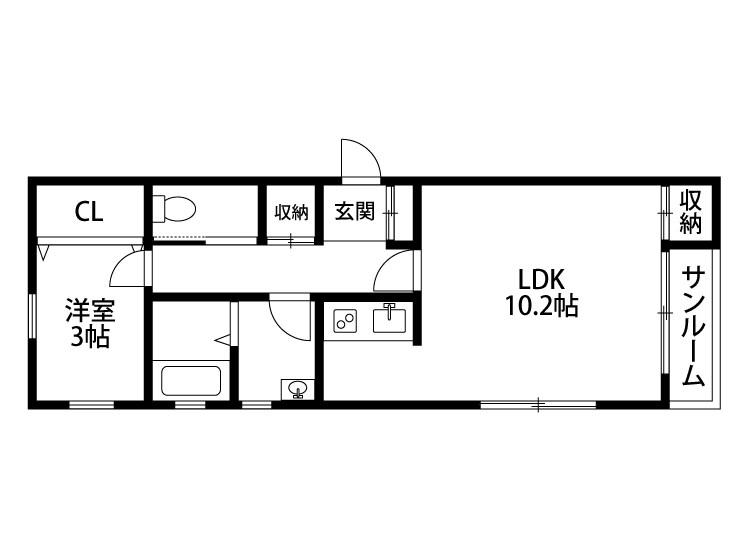 フローリッシュKAMIFURU(1LDK/2階)の間取り写真