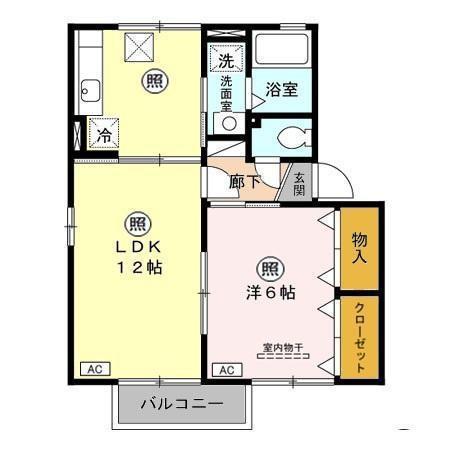 ブルーリーフA(1LDK/1階)の間取り写真