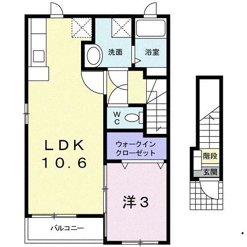 彩雲III (1LDK/2階)の間取り写真