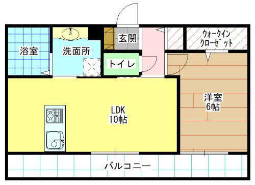 モンステラ朽網駅前(1LDK/2階)の間取り写真