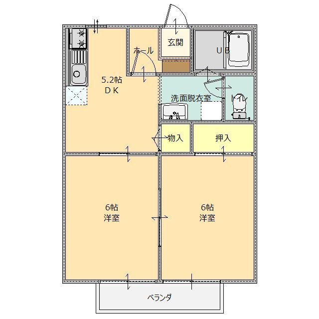 グランパルク 弐番館(2DK/1階)の間取り写真