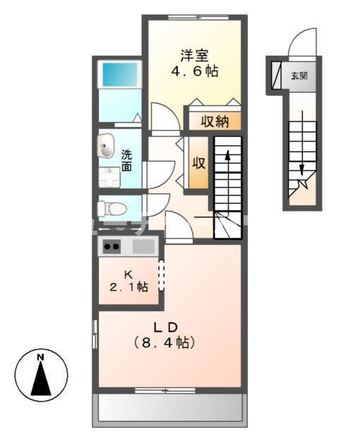VILLA BELLTREE II(1LDK/2階)の間取り写真