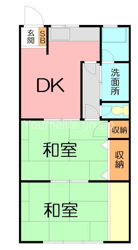メゾン寿(2DK/1階)の間取り写真